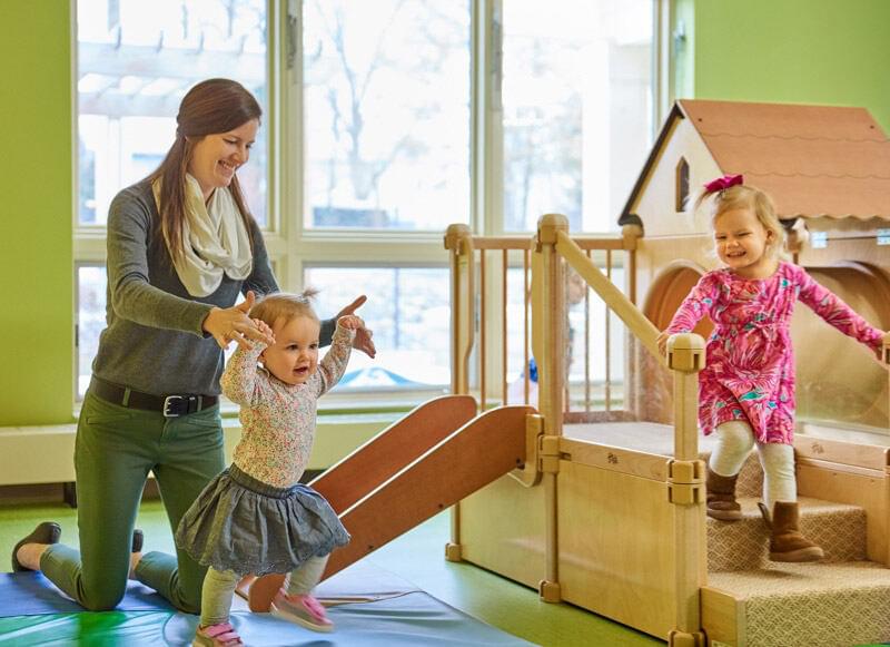 Mom with Kids playing