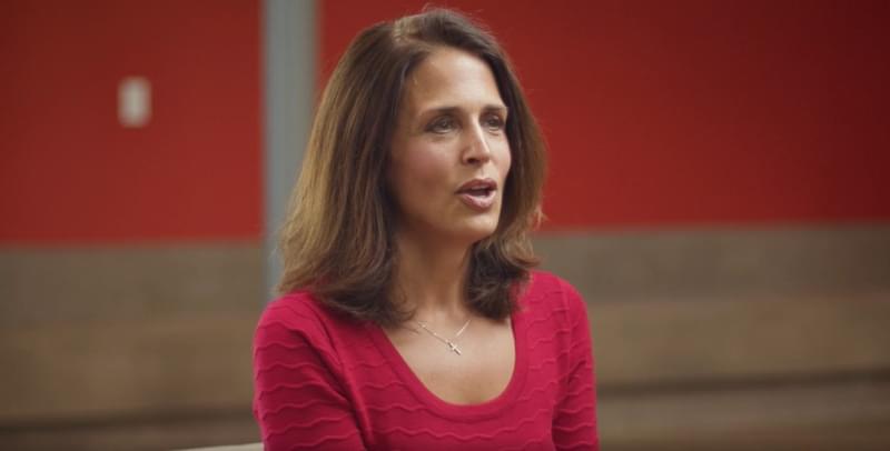 Woman being interviewed