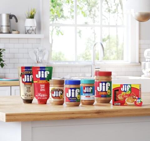 jif peanut butter products sitting on countertop