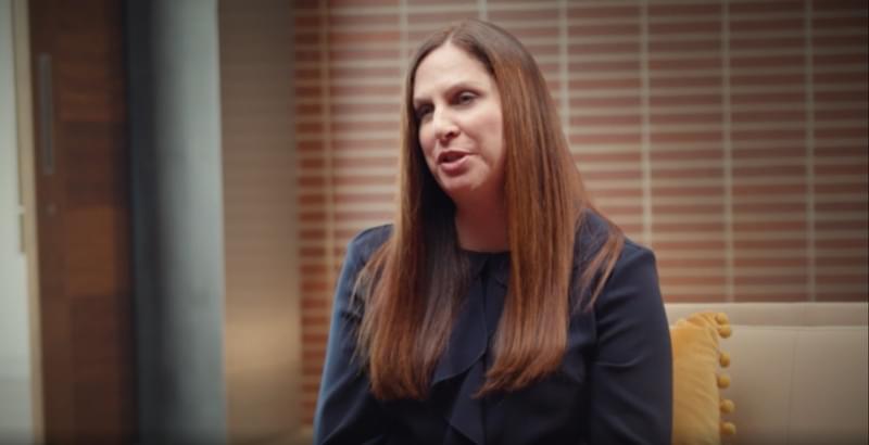 Woman being interviewed