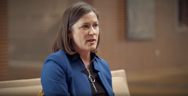 Woman being interviewed