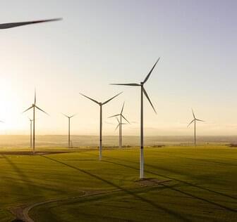 Field with wind turbines