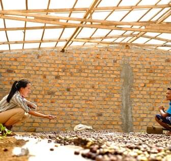 Woman reviewing coffee beans